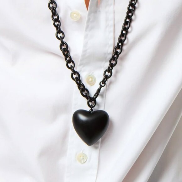 Roxanne Assoulin The Puffy Heart Necklace Black Noir - Picture 1 of 5